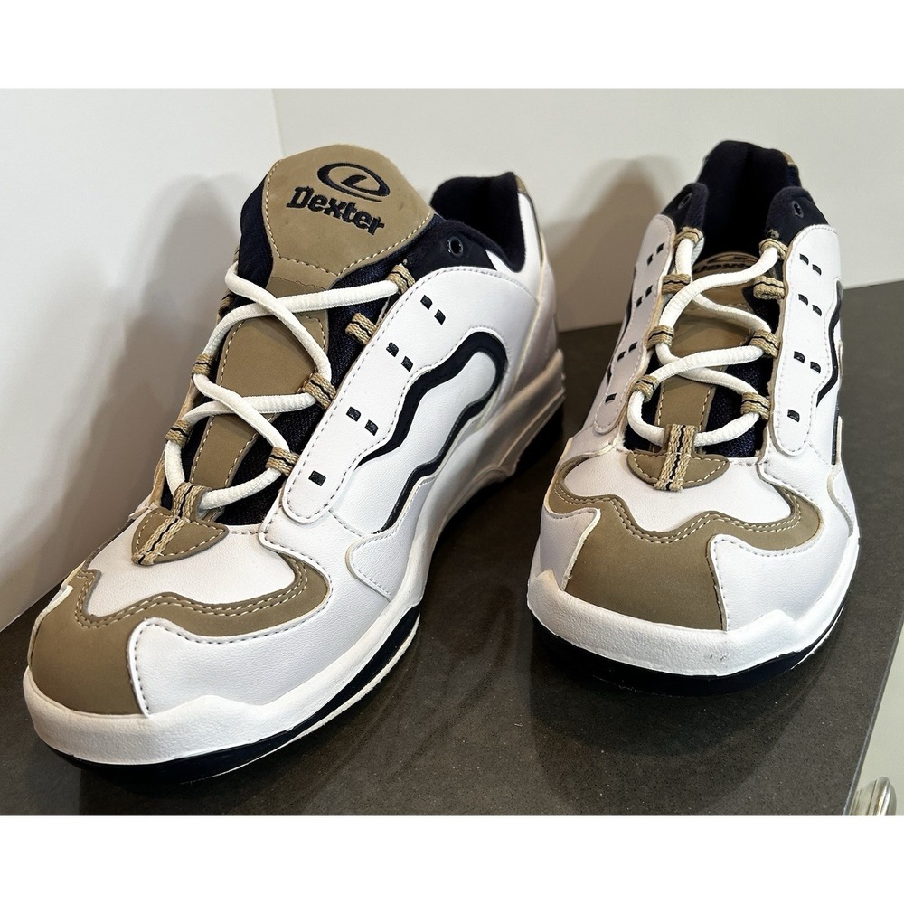 NEW Dexter Men's Size 9 Bowling Shoes Model B887-2 White Tan Blue
